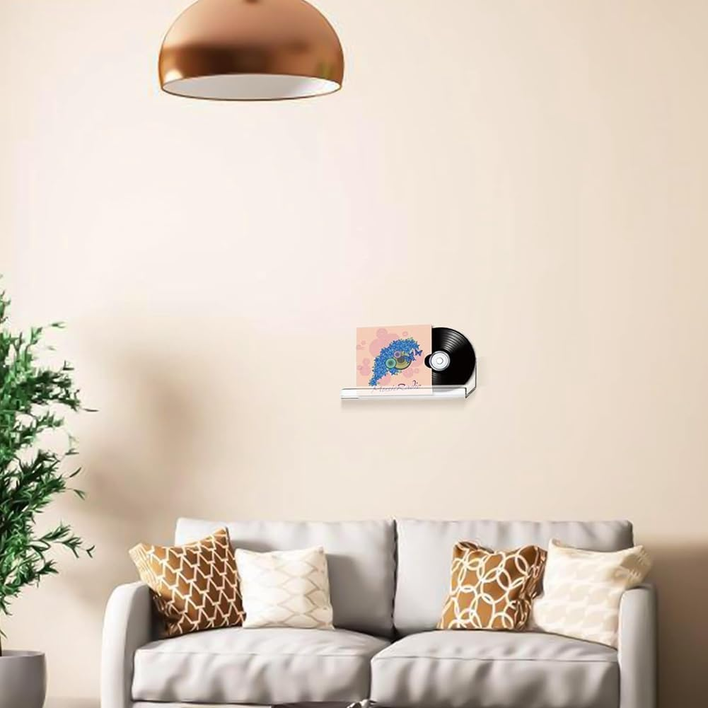 Acrylic Vinyl Record Floating Shelves 6 Pack, Acrylic Record Shelf for Display, Vinyl Record Display Holder(7Inch) B image number 3