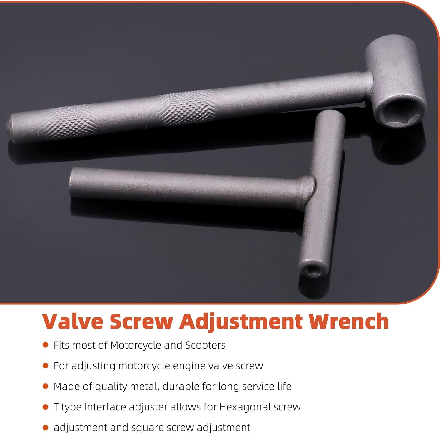 Tanstic 4Pcs Valve Adjusting Tool Kit, Motorcycle Scooter Valve Tool, Engine Valve Screw Repair Wrench, Valve Tappet Adjusting Square Hexagonal Hole Tool with Straight Offset Feeler Gauge Set image number 6