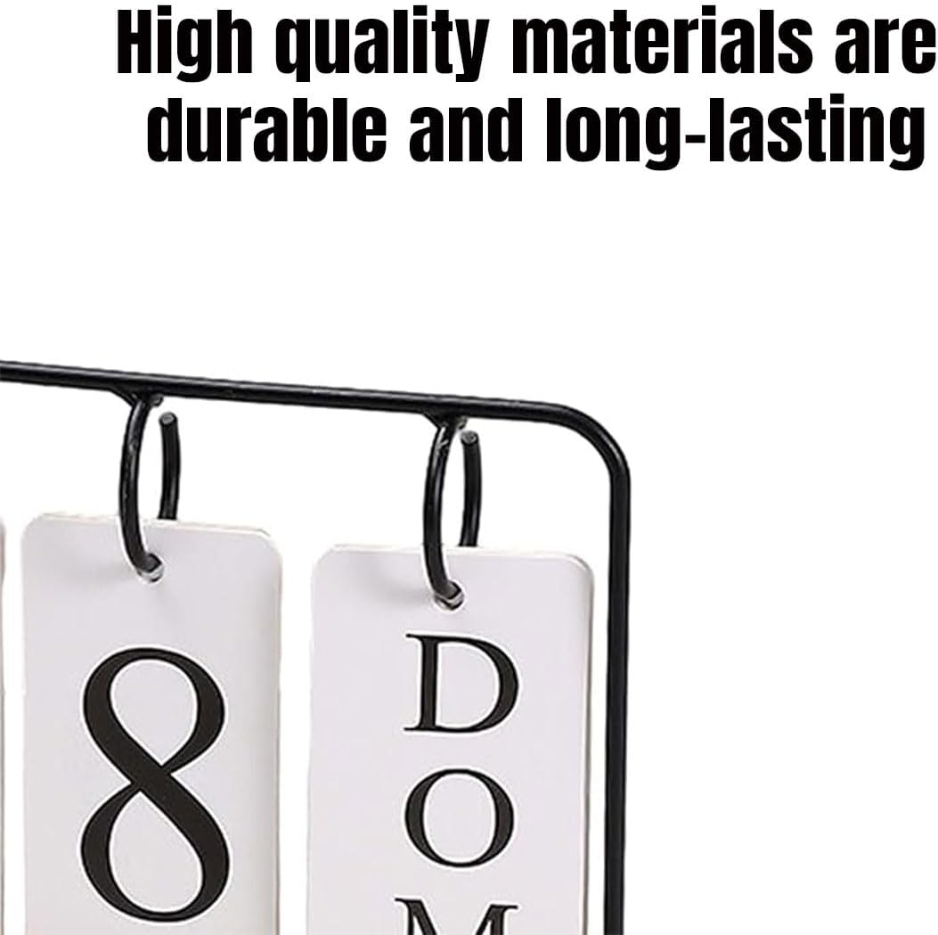 AIMALL Modern Desk Calendar, Dual Style Wooden Base with Golden Frame, Daily Date Display for Home and Office - Black image number 4