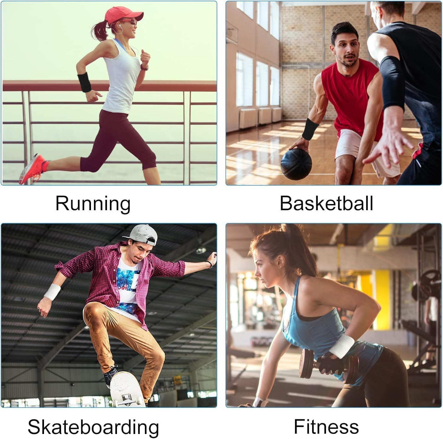 12 Pcs Absorbent Wrist Sweatbands for Athletic Men and Women, Tennis Wrist Sweat Bands for Gym & Running-Wicking Wristbands for Exercise for Sports Tennis Gym Basketball