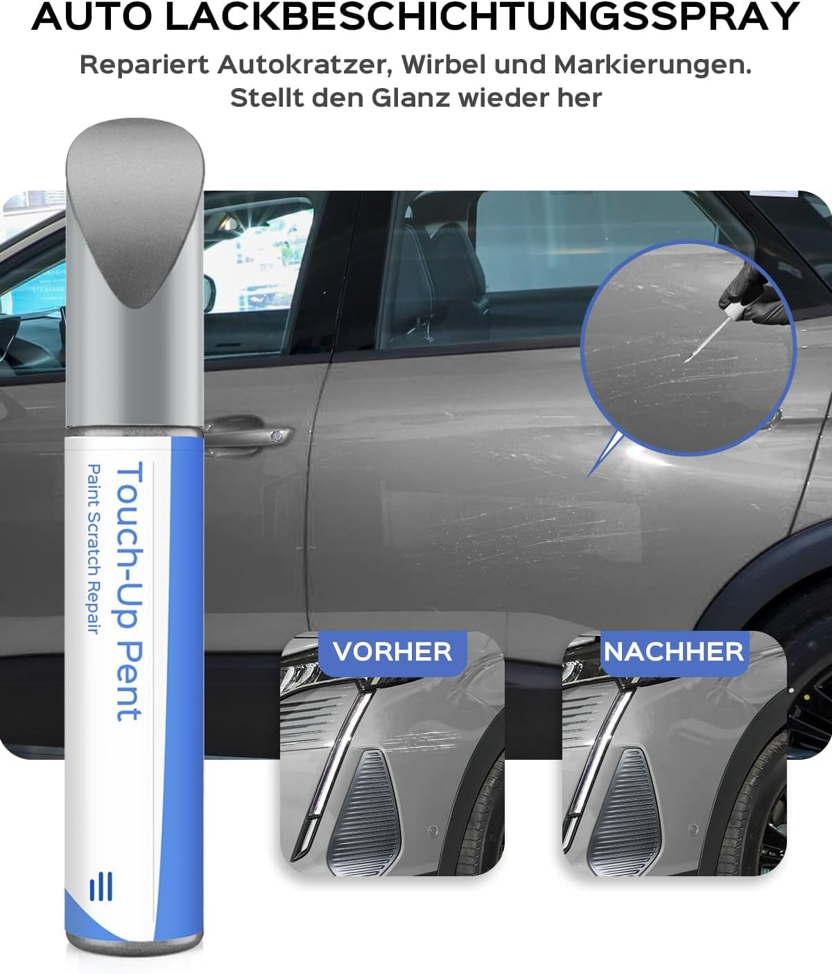 KCA Gris Artense Metallic/Cumulus Grey Metallic Touch up Paint Peugeot Exact Match - Touch up Scratches and Chips image number 5