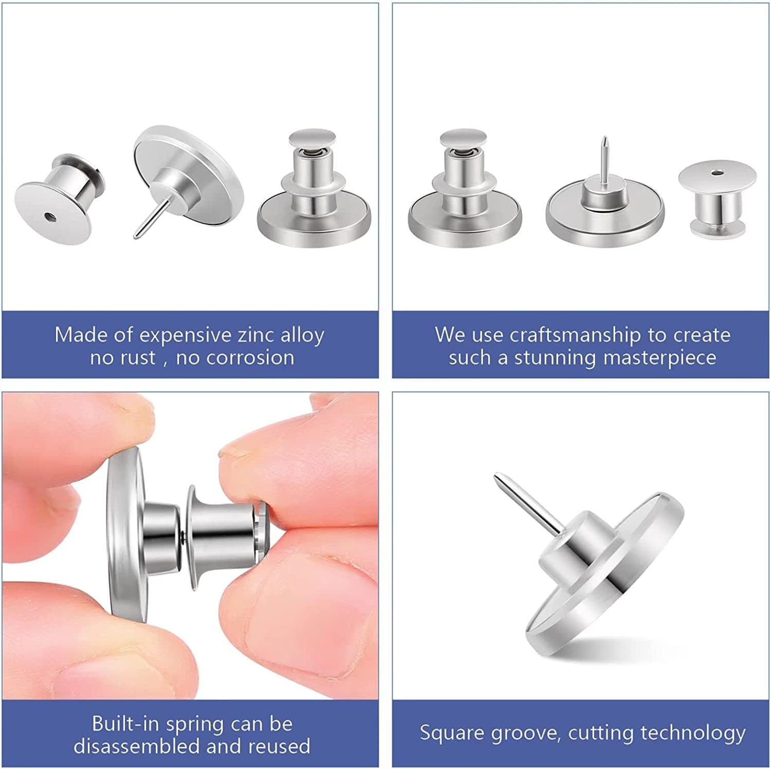 12 Sets Instant Replacement Snap Buttons for Jeans &ndash; No Sew & No Tools Metal Adjustable Pants Button Tightener, Reusable Jean Buttons for Loose Denim Repair (Glossy Silver-12Pcs)