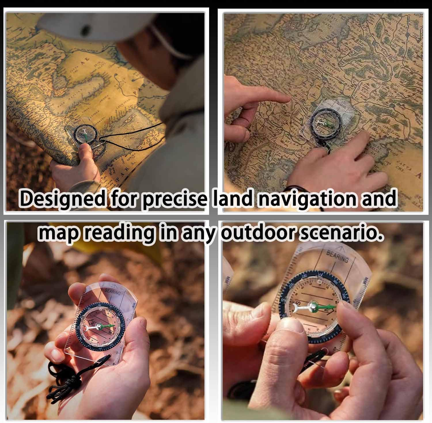 Roczential 2-Pack Orienteering Compass &ndash; Waterproof Hiking Compass with Baseplate Ruler & Lanyard &ndash; Navigation Tool for Camping, Backpacking, Kids, Survival & Outdoor Adventures image number 6