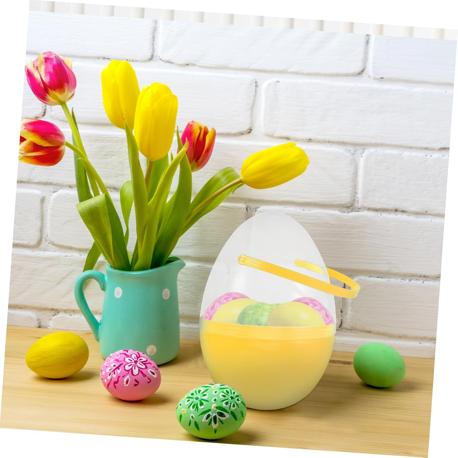 FELTECHELECTR Easter Eggs Transparent Eggs Bucket Eggs Giant Eggs Reliable Eggs Stand Eggs Basket Eggs Decorative Eggs Egg-Shaped Eggs Portable Eggs Blank Eggs Large Eggs Open Eggs Pp Yellow - Yellow image number 6