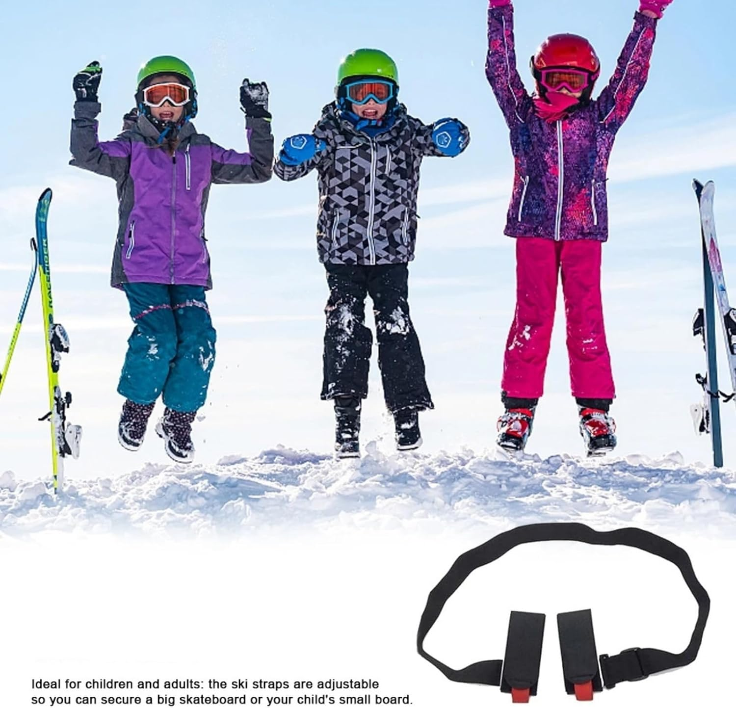 2Pack Adjustable Ski and Pole Carrier Strap, Shoulder Ski Carrier Straps Sling with Cushioned Holder, Portable Snowboard Carrying Strap Ski Accessories for Adults Kid image number 1