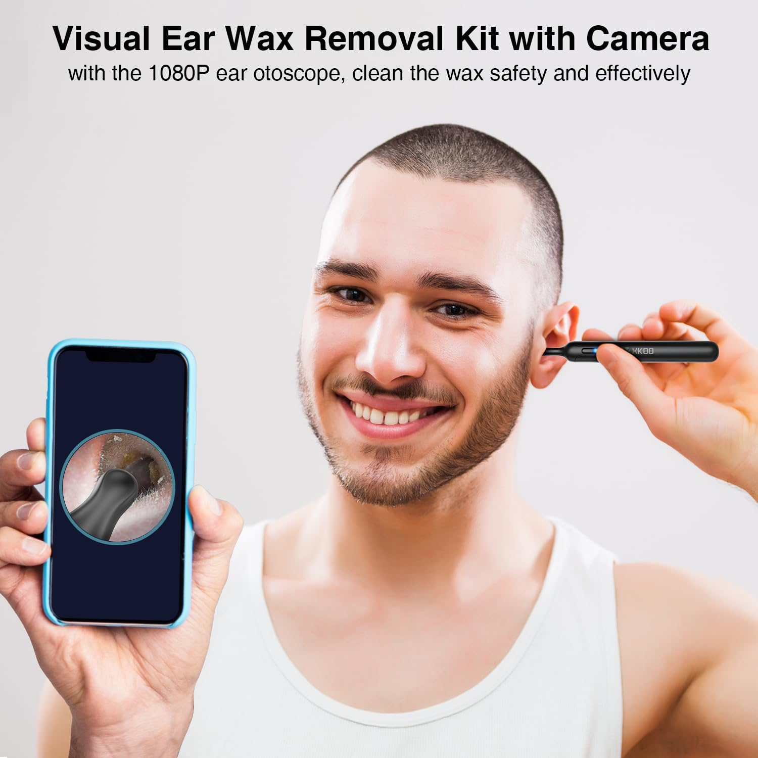S23 Earwax Removal Camera, Ear Wax Removal Tool 1080P FHD Video, Earwax Removal Kit with 8 Pcs Ear Set, 6 LED Lights Visual Ear Cleaner, Rechargeable Earwax Cleaner for Ios & Android image number 2