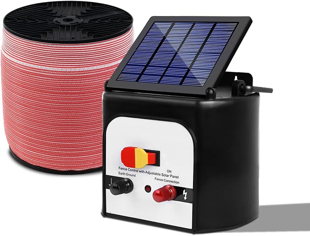 Giantz Fence Energiser 8KM Solar Powered Electric 1200M Poly Tape Fencing Kit image number 3