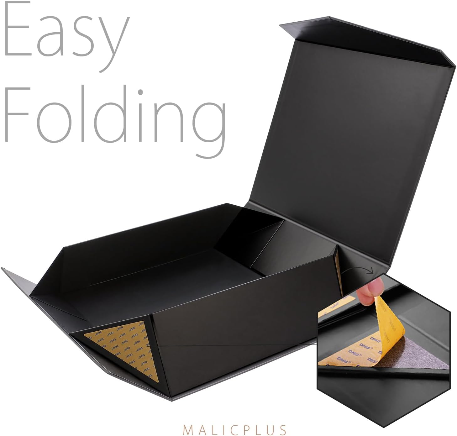 MALICPLUS Extra Large Gift Box 41.4X36X12.7 CM, Extra Large Gift Box with Lid, Gift Box for Clothes and Large Gifts (Matte Black with Grain Texture) image number 2