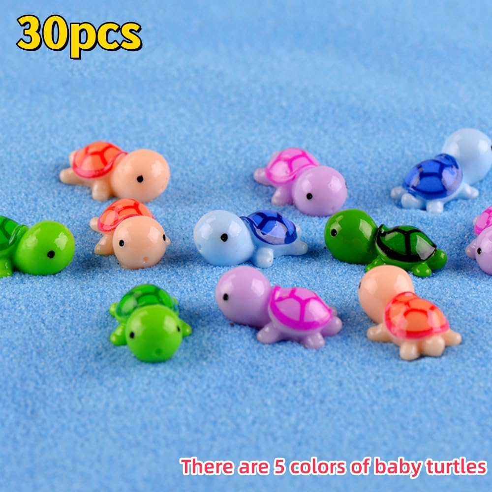 FUNNTY 30 Baby Turtles - Miniature Resin Turtles Miniature Figurines in Bulk 5Color Sea Turtle for Ocean Animal Figurines DIY Home Garden Birthday Party Favor Decoration image number 5