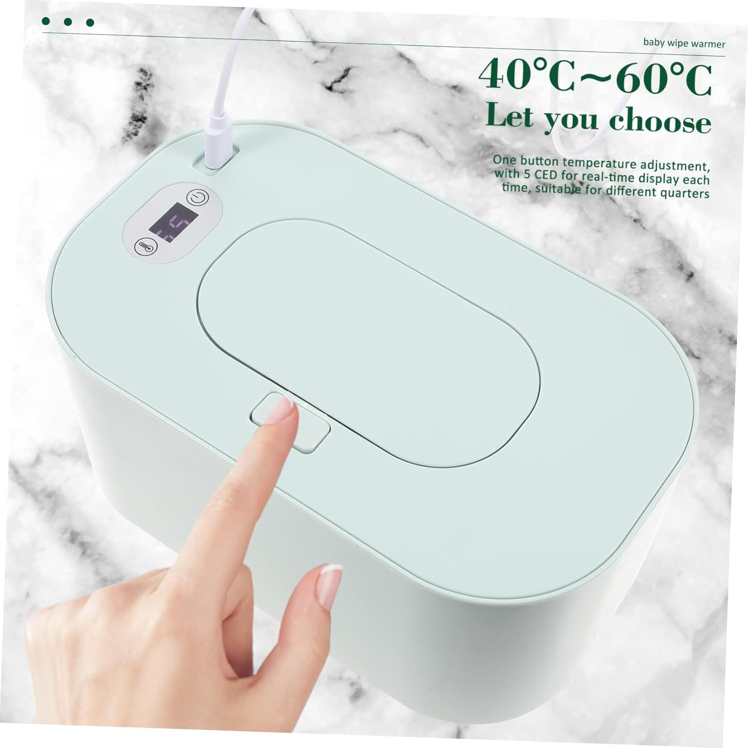 Abaodam Portable USB Baby Wipe Warmer Dispenser, Portable Wet Tissue Heater for Travel, Green Intelligent Wet Wipes Warmer Suitable for Baby Care and Diaper Use image number 6
