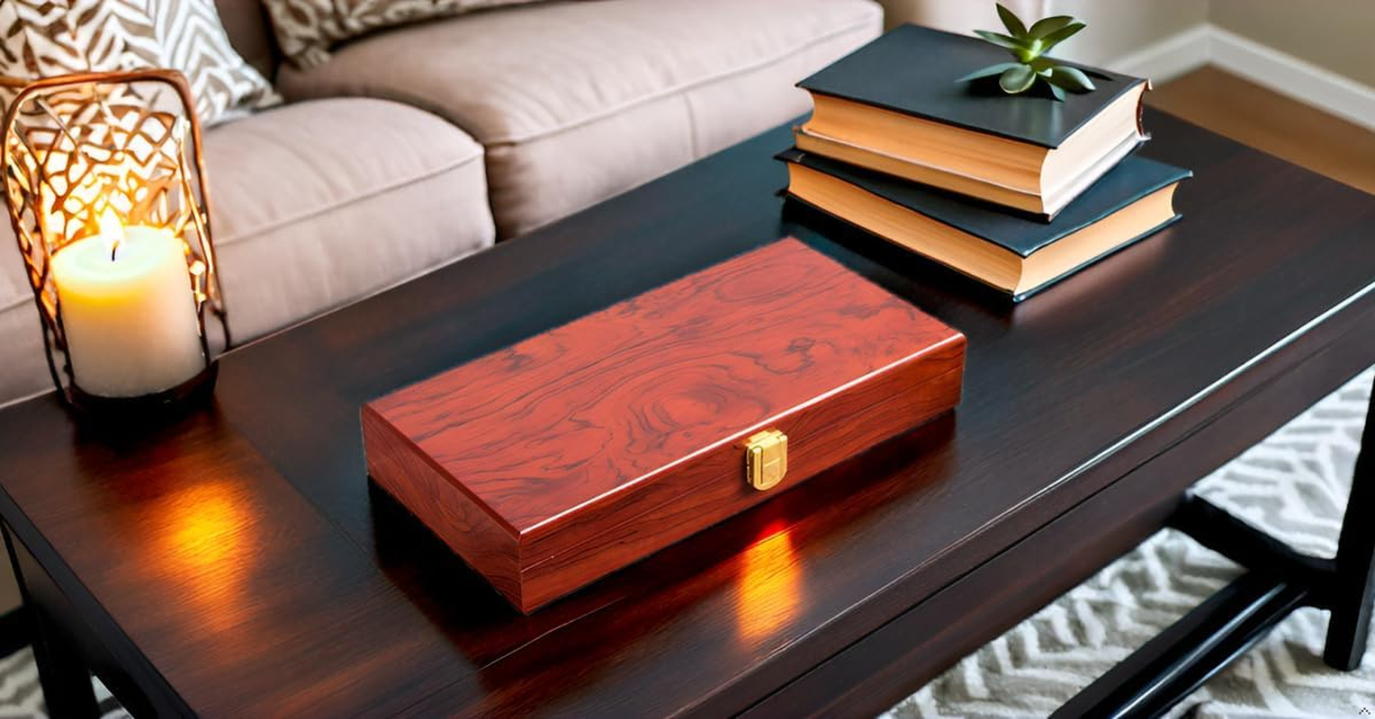 WANLIAN Wooden Box,Wooden Storage Box,Home/Office Decoration Box,Decorative Box Storage Box with Lid,Wooden Box with Hinged Lid, Wooden Box with Lock,Wooden Box with Lock,Storage with Lock Boxes, image number 6