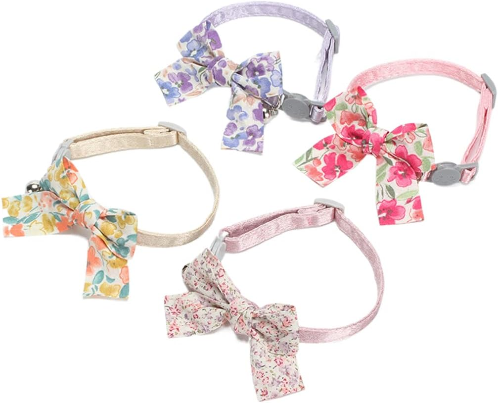 Yiwong Flower Cat Collar, Dog Collar with Bell, Bow Tie Cat Collar, Collar with Bow Tie and Safety Buckle with Choking Protection image number 2