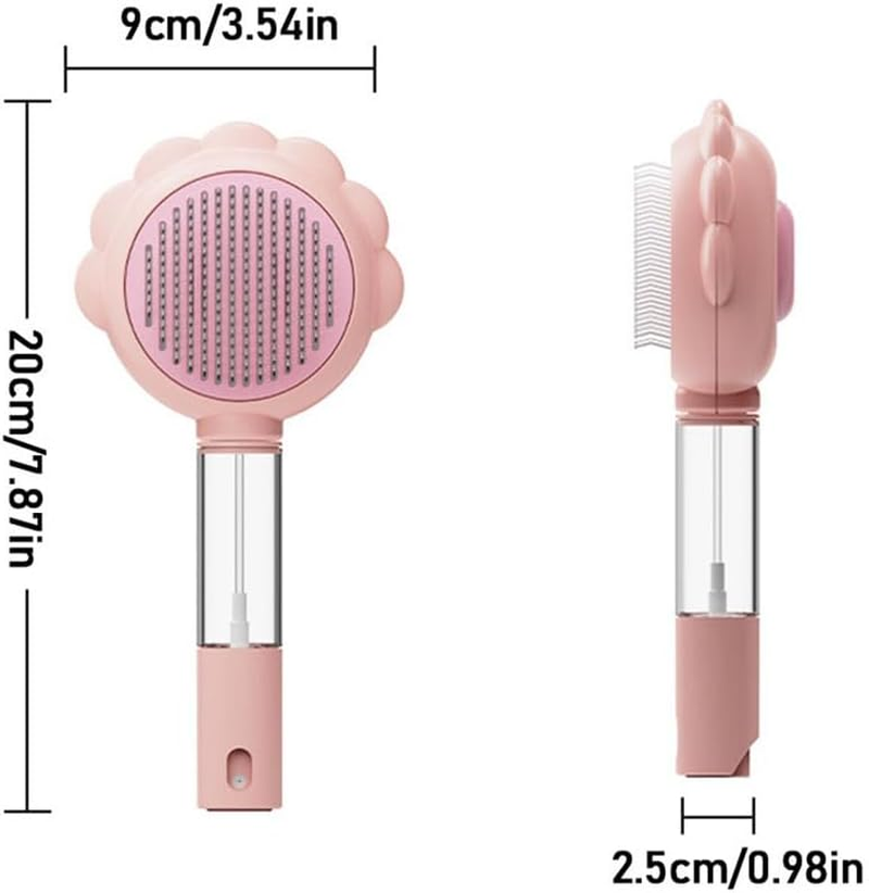 Self-Cleaning Spray Cat Brush for Shedding, Deshedding Dog Spray Brush with Water Spray & One-Click Hair Release for Long/Short Haired Animals (Pink) image number 4