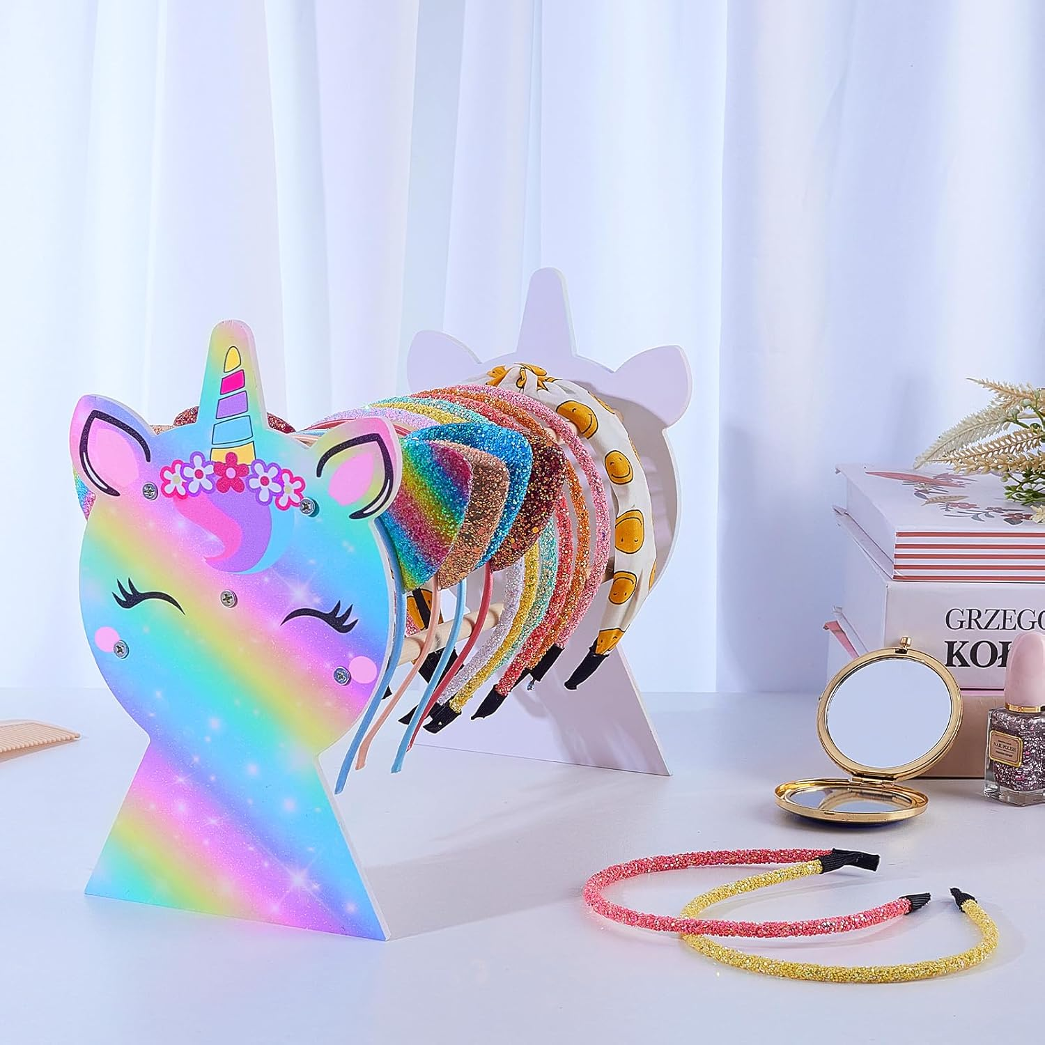 Unicorn Castle Headband Holder Girls Hair Accessories Organiser Hairband Display Stand Organiser for Girls Room Accessories image number 1