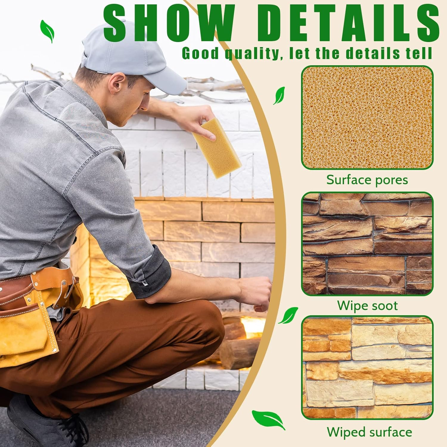 Tessco for You 9 Pcs Reusable Soot Eraser Sponge for Dry Cleaning - Effective Soot Remover for Pet Hair, Dust, and Dirt on Painted Walls, Books, and Car Interiors image number 6