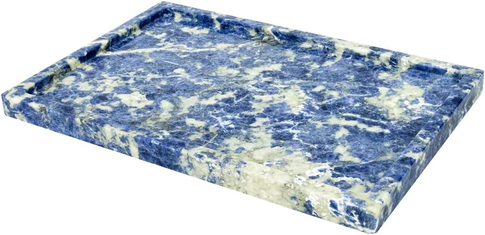 Real Luxurious Natural Marble Vanity Tray Genuine Marble Storage Tray for Home Decor Stone Tray for Bathroom/Kitchen/Vanity/Dresser Non-Resin/Non-Ceramic/Luxury Blue