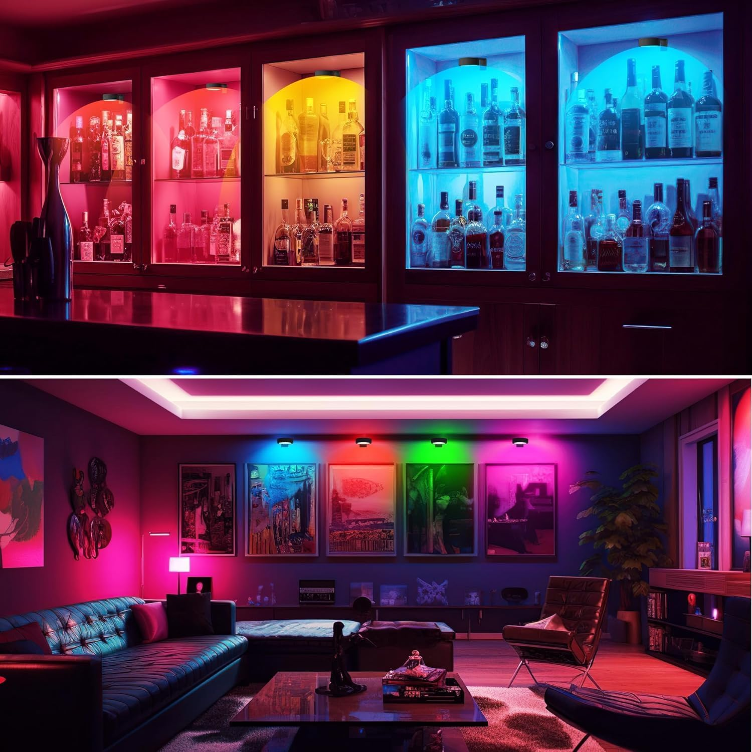 3PCS Picture Lights for Wall, Magnetic Painting Light with 13 Lighting Modes, Magnetic Led Painting Light Remote Dimmable and Timer for Wall Art, Craft Rooms, Home Decor and Nighttime (Black1) image number 5