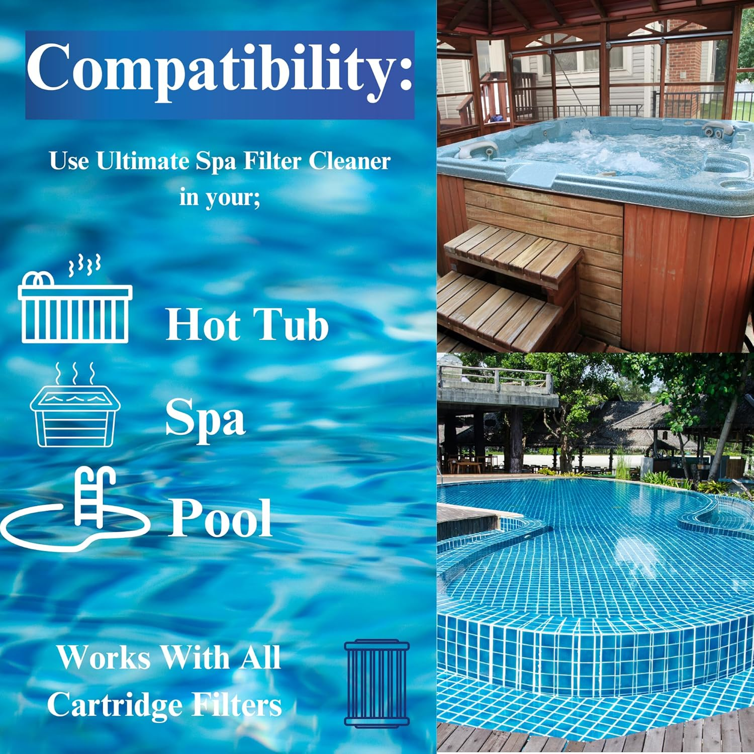 Ultimate Spa Filter Cleaner Fast-Acting Spray. Instant Clean for Hot Tub & Pool Filters Leaving behind No Sticky Residue. Prolongs Filter Life and Pool Equipment. No Soaking. (1-Gallon) image number 1