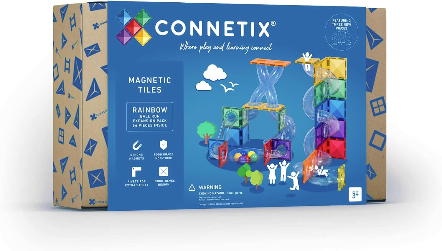CONNETIX Magnetic Tiles Rainbow Ball Run Expansion Pack, 66 Pieces image number 2