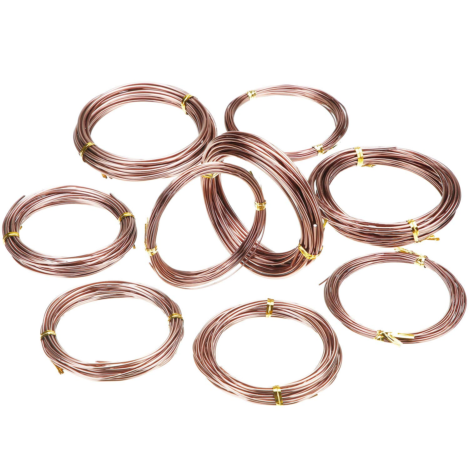 10 Rolls Bonsai Wires Anodized Aluminum Bonsai Training Wire in 5 Sizes - 1.0 Mm, 1.5 Mm, 2.0 Mm, 2.5 Mm, 3.0 Mm, Total 164 Feet (Brown) - Brown image number 4