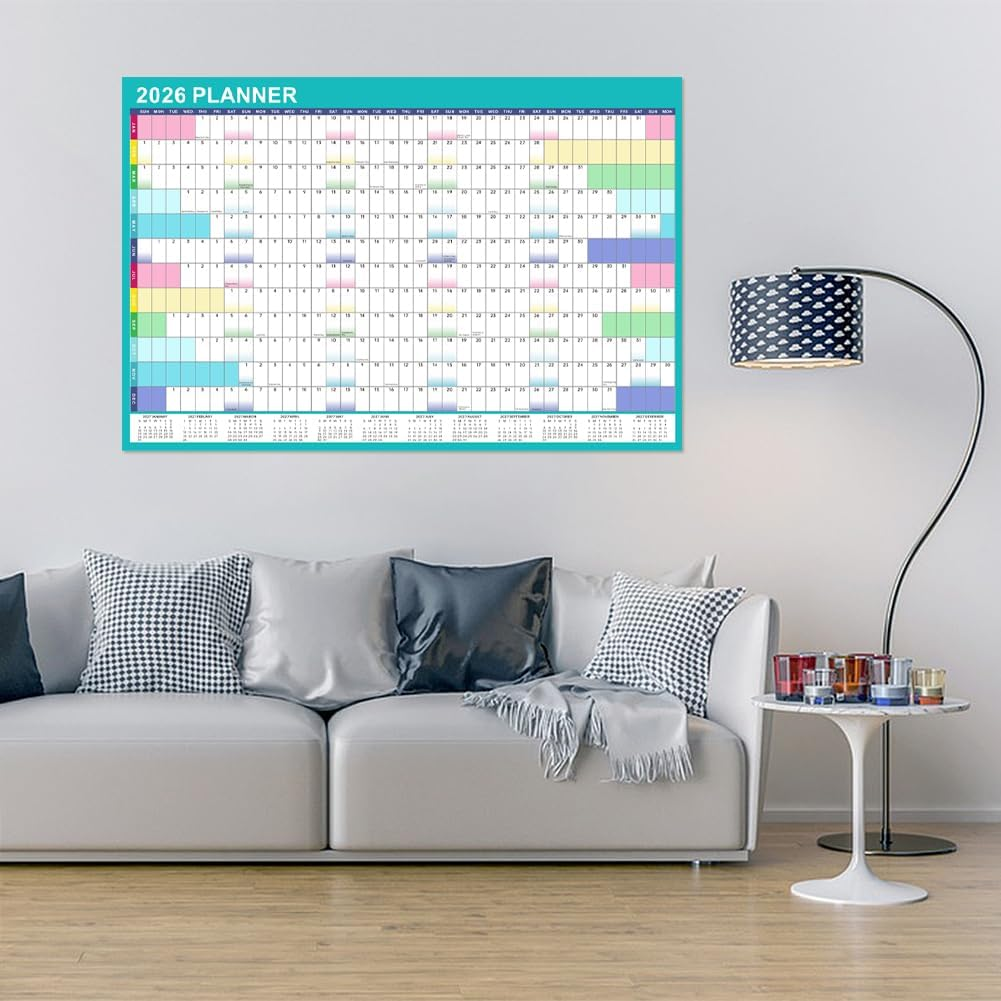 Geli 2026 Planner with 155 Pieces Sticker and 4 Marker Pens, Erasable Wall Calendar, 92 X 61 Cm, Academic Year Planner, January to December image number 1