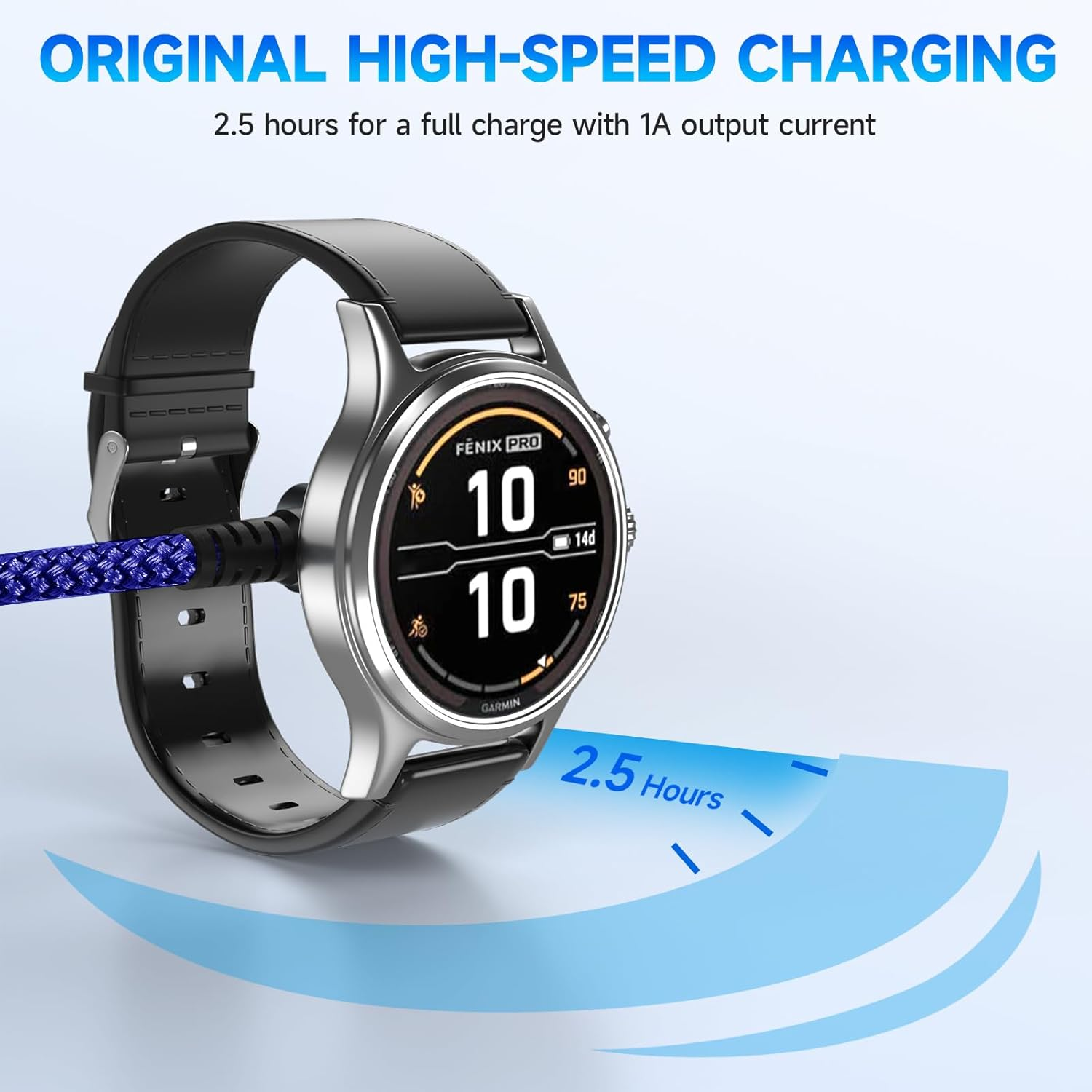 Garmin Watch Charger Cable Right Angle [2-Pack,1.2M] Compatible with Garmin Fenix 7 7S 7X 6 6S 6X 5 5S 5X plus Pro,Forerunner 955 965 45 45S 245,Instinct,Approach S62,Vivoactive 4 4S,Venu,Epix,Quatix image number 3