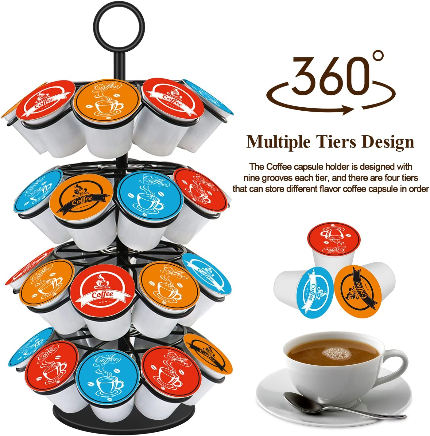 Coffee Pod Carousel Holder Organizer Compatible with 36 Cup Pods image number 6