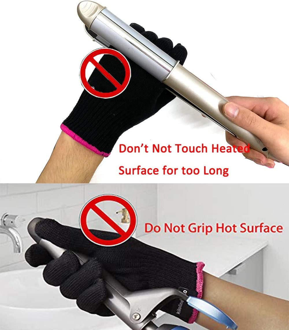 2 Professional Heat Resistant Gloves for Hair Styling Heat Blocking for Curling, Flat Iron and Curling Wand Suitable for Left and Right Hands image number 3