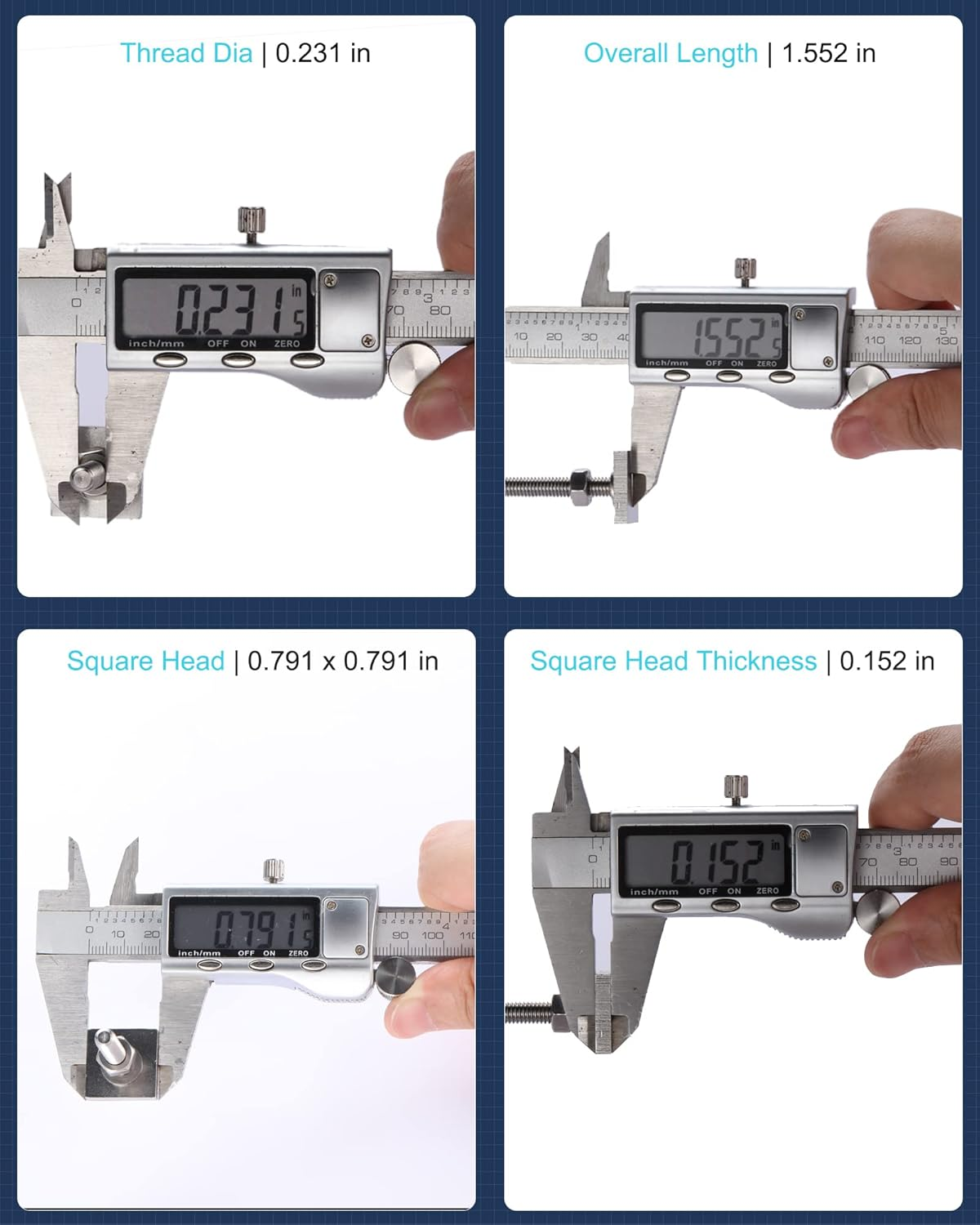 T Track Bolts Nut Kit, 1/4-20 5/16-18 Threading, 5/32 Thick Square Head, Stainless Steel M6-1 M8-1.25 T Slot Bolts Roof Rack Clamps Adapter for Thule, Yakima, Whispbar, Rhino Roof Bike Rail, 6 Count image number 5