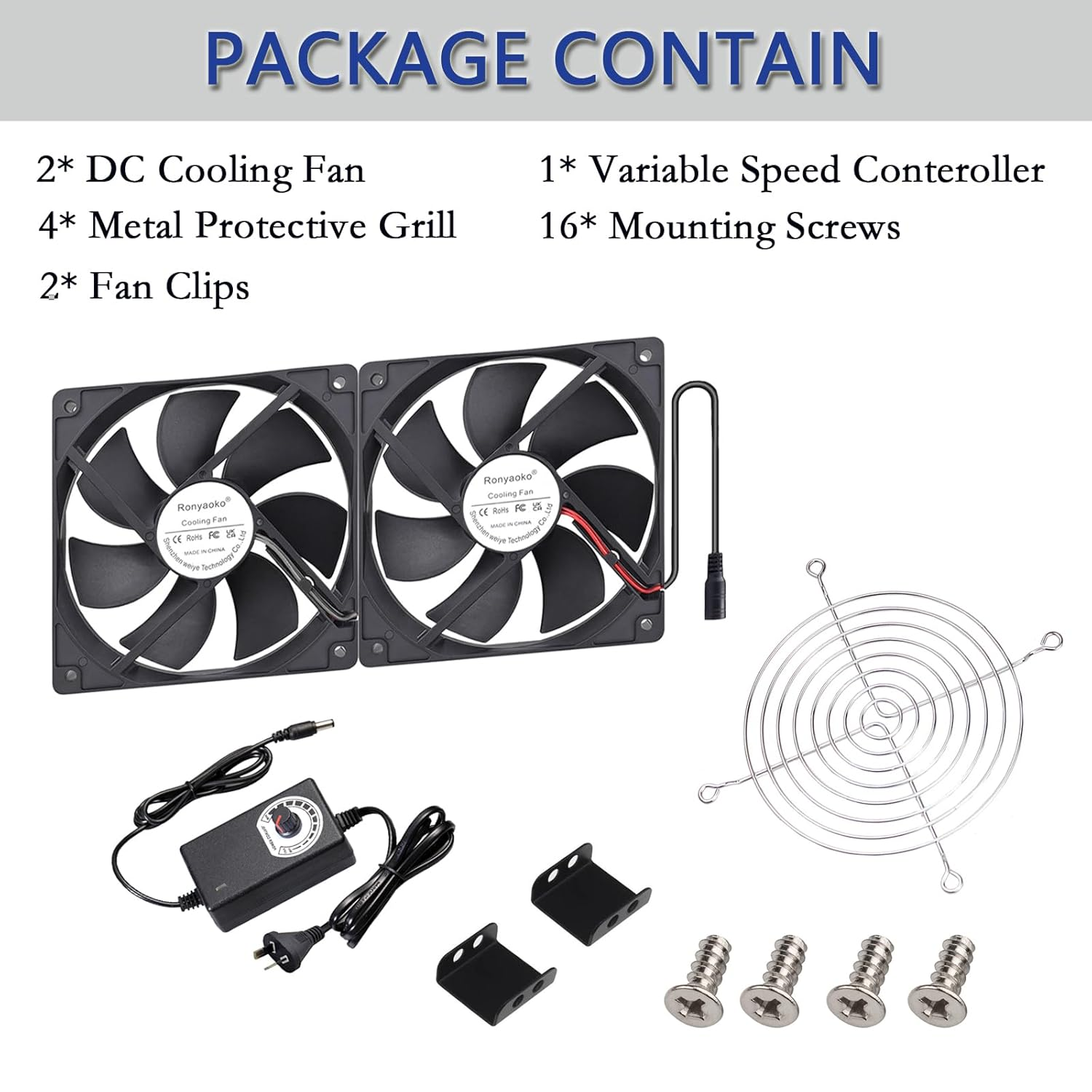 Ronyaoko Big Airflow Dual 120Mm Fans 2 X 12Cm 240Mm Computer Fan,Cabinet Chassis Cooling Fan,Ac 100V to 240V Speed Control,For Server Workstation Greenhouse Receiver Playstation Ventilation Cooling image number 6