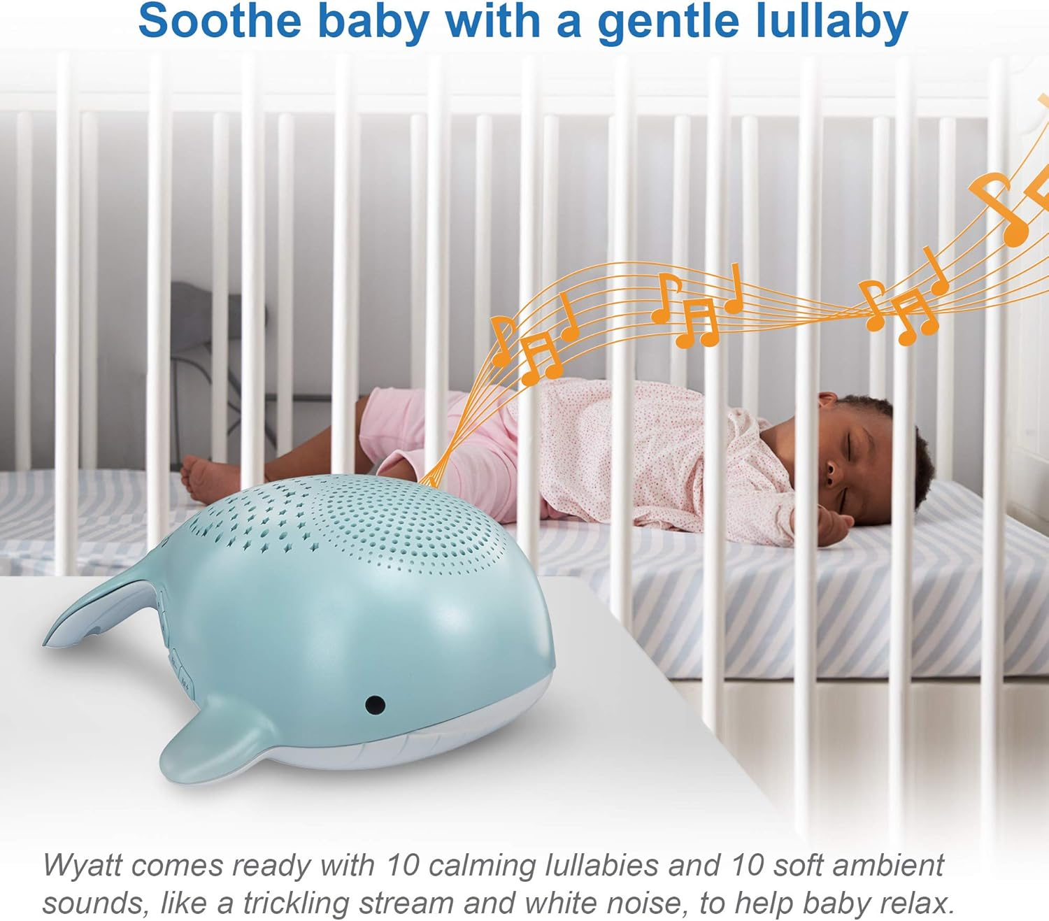 Vtech BC8312 Wyatt the Whale Storytelling Baby Sleep Soother with a White Noise Sound Machine Featuring; 10 Stories, 10 Ambient Sounds & 10 Calming Melodies with Glow-On-Ceiling Night Light image number 3