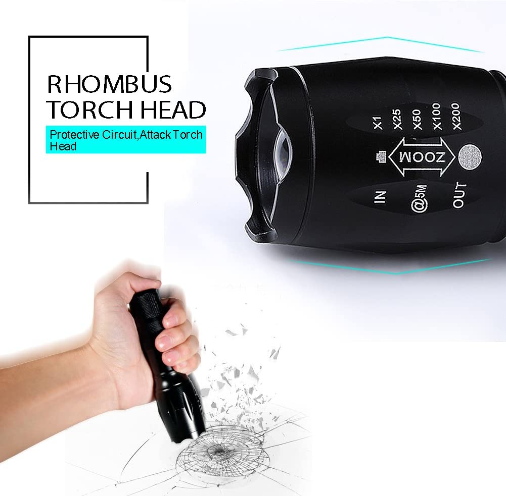 Red Green White Flashlight, 1000 Lumens Powerful LED Waterproof Adjustable Focus Tactical Torch for Fishing, Hiking, Camping, Caving, Outdoor Activities image number 1