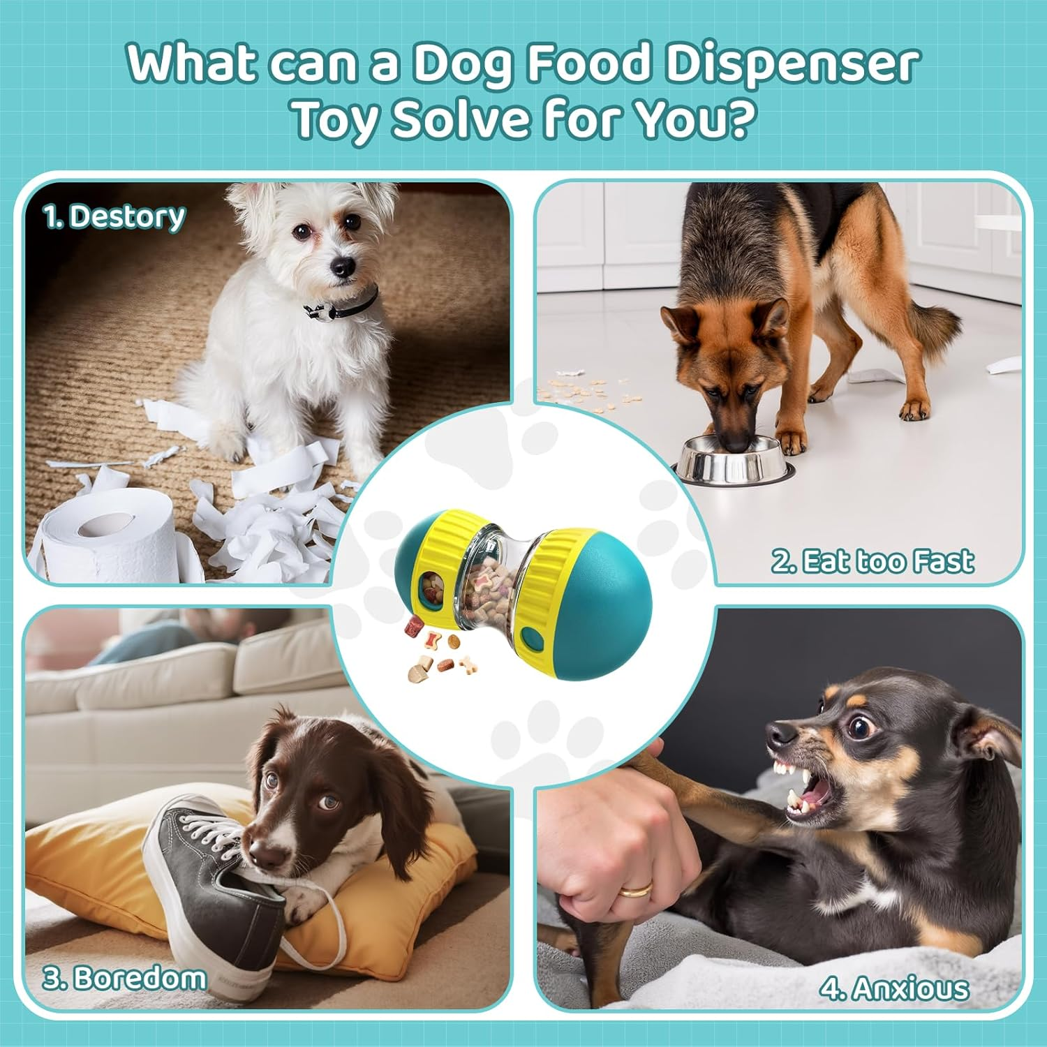 LOVELEDI Interactive Dog Puzzle Toys - Treat Dispensing Dogs Ball for Boredom, Food Dispenser Tough Slow Feeder for Small, Medium, Large Dogs, Puppy Enrichment Training Chase Toy to Keep Them Busy image number 4