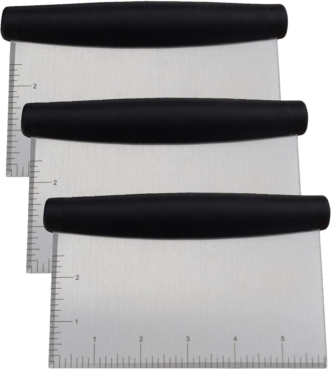 Stainless Steel Scraper & Chopper (3 Pack), Multi-Purpose Good-Grip Bench Scrapers, Kitchen Tool Dough Scraper Food Scraper Chopper, Dough Cutter Bench Knife for Baking and Cooking image number 1