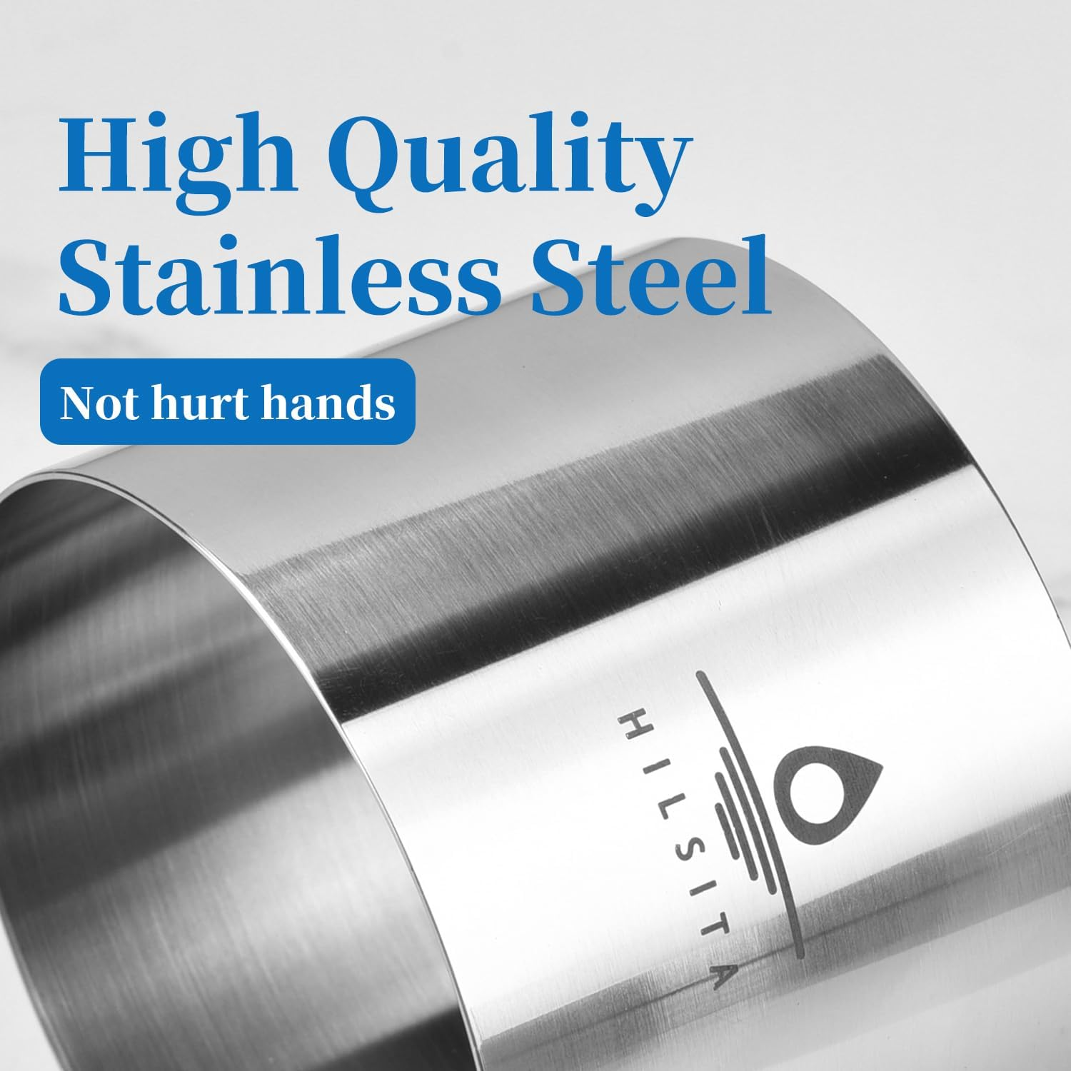Hilsita Cake Ring Molds Set, Seamless Stainless Steel Cake Cutter for Baking, Cooking Rings with Pusher & Lifter, Dessert Mousse Molds (8Pcs-3In) image number 6