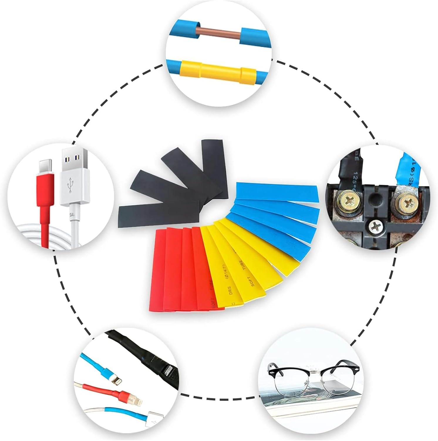 Snokay 328 Pcs Heat Shrink Tubing Kit, 2:1 Shrink Ratio Electric Insulation Tubes, 8 Sizes for Cable and Wire Repair, Industrial Shrink Wrap Tubing image number 1