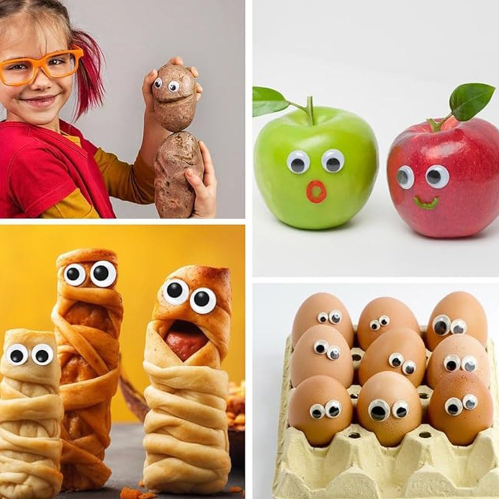 Googly Eyes for Crafts, 1280 Pieces, Self-Adhesive Black and White, Mixed Sizes image number 5