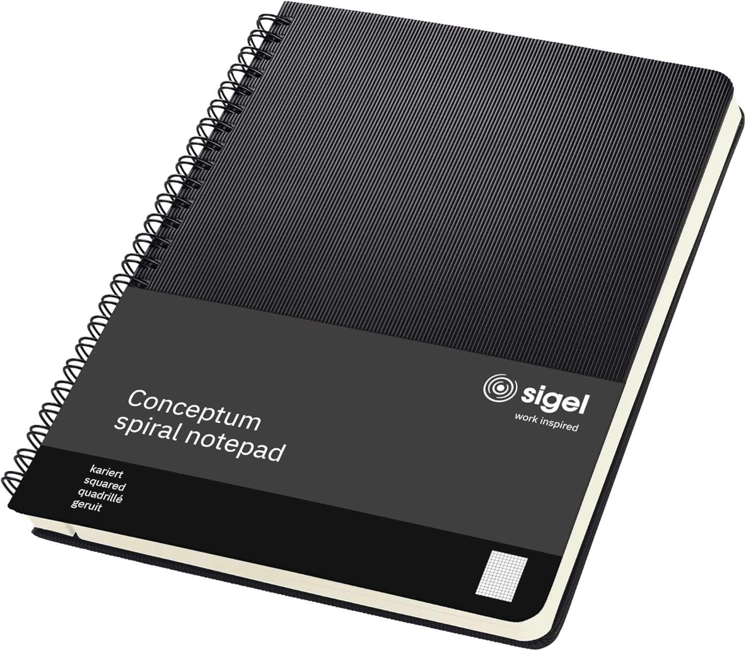 SIGEL CO822 Spiral Notepad, Approx. A5, Squared, Hardcover, Black - Conceptum image number 4