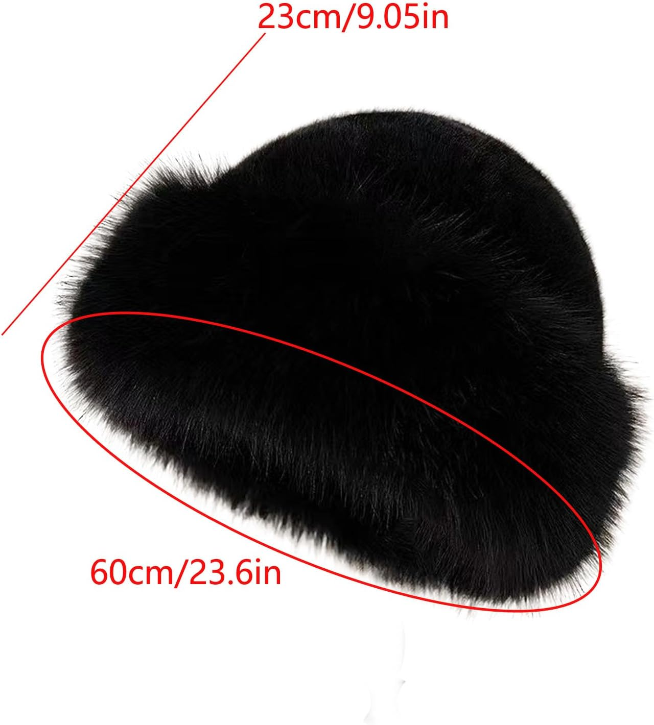Lopsity Women'S Faux Fur Winter Bucket Hat Fluffy Warm Hat for Men Fuzzy Bucket Hat Winter Wrap Hat - Black image number 3