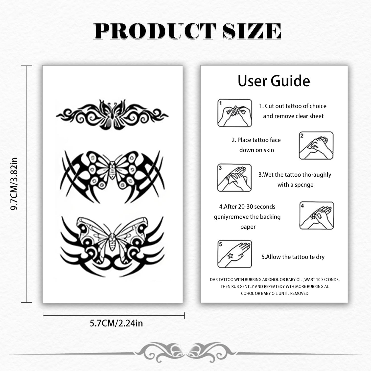 TORMEN 30 Sheets Temporary Tattoos, Butterfly Style Temporary Tattoos&ndash; Waterproof, Realistic & Long-Lasting Fake Tattoos for Kids, Adults, Parties & Festivals (Butterfly Style-B) - Dark image number 2