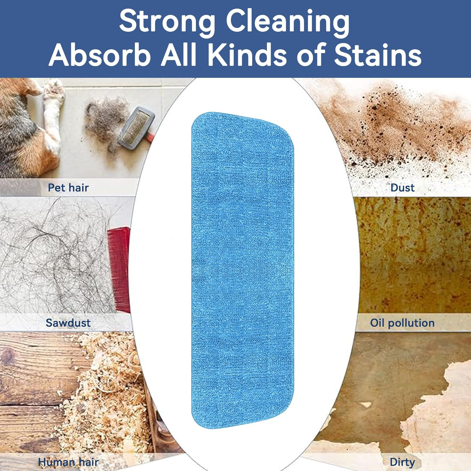 4 Pack Reusable Microfiber Mop Pads for 13''-15'' Spray Mop, Replacement Mop Refills for Wet and Dry Cleaning, Machine Washable Floor Cleaning Pads (Blue and Grey) - Blue And Green image number 3