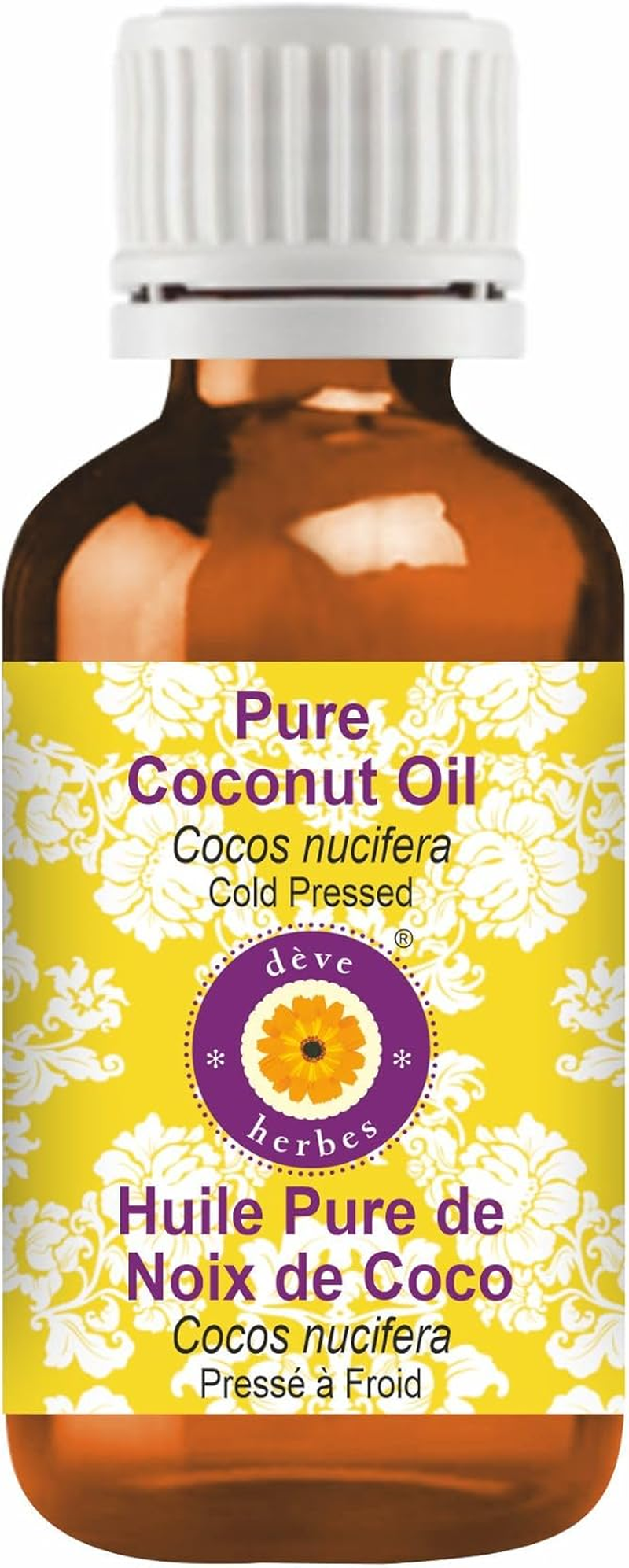 Deve Herbes Pure Coconut Oil (Cocos Nucifera) Natural Therapeutic Grade Cold Pressed 30Ml (1 Oz) image number 2