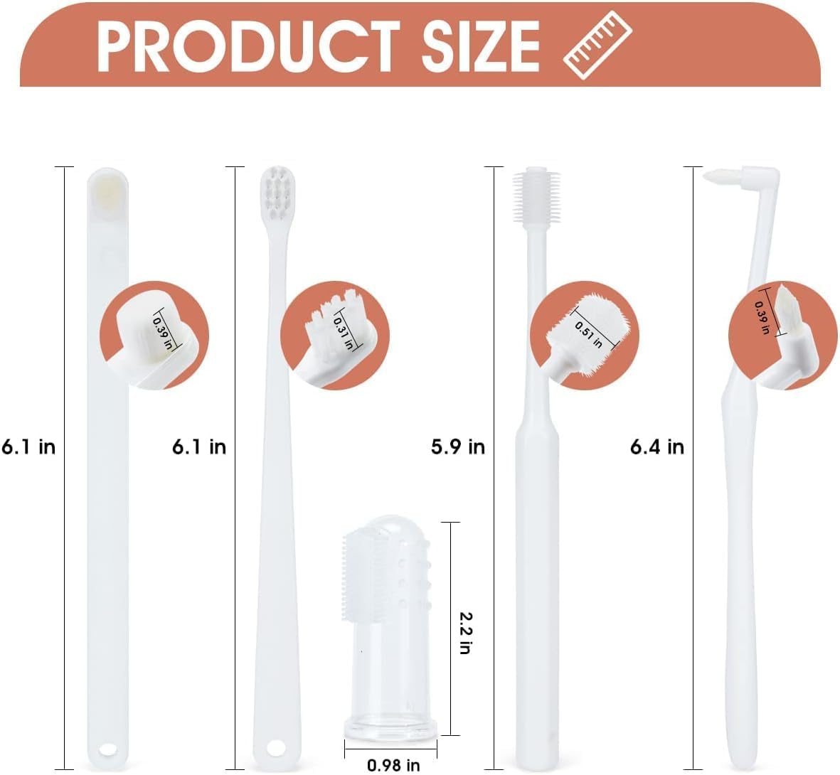 Dog and Cat Toothbrush Kit,Pet Dog Dental Care Dental Cleaning Kit,Set of 5 Multi-Functional Pet Dental Oral Care Kit,Extra Soft Dog Toothbrushes,Perfect for Puppy Small Dog Cat image number 2