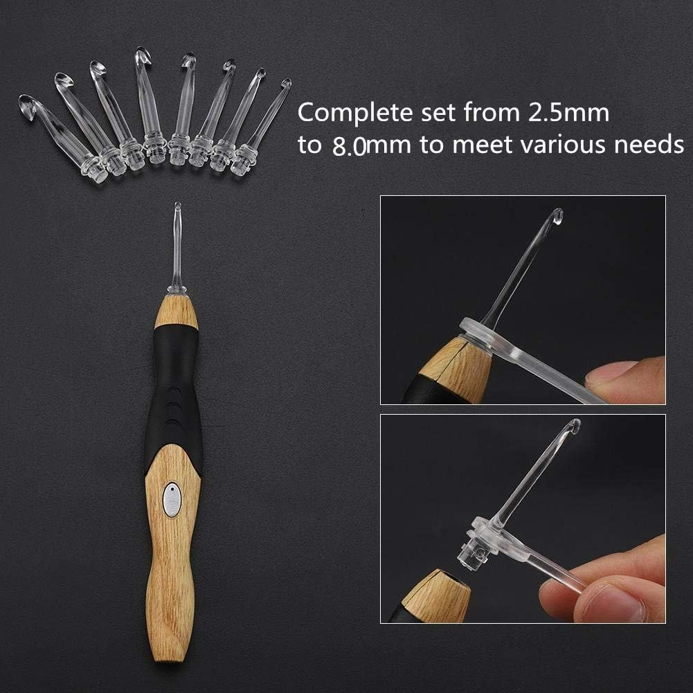 11 Sizes Lighted Crochet Hooks Set - Light up Crochet Hooks with Case,Rechargeable Light Crochet Hook 2.5Mm to 8Mm - Pink image number 6