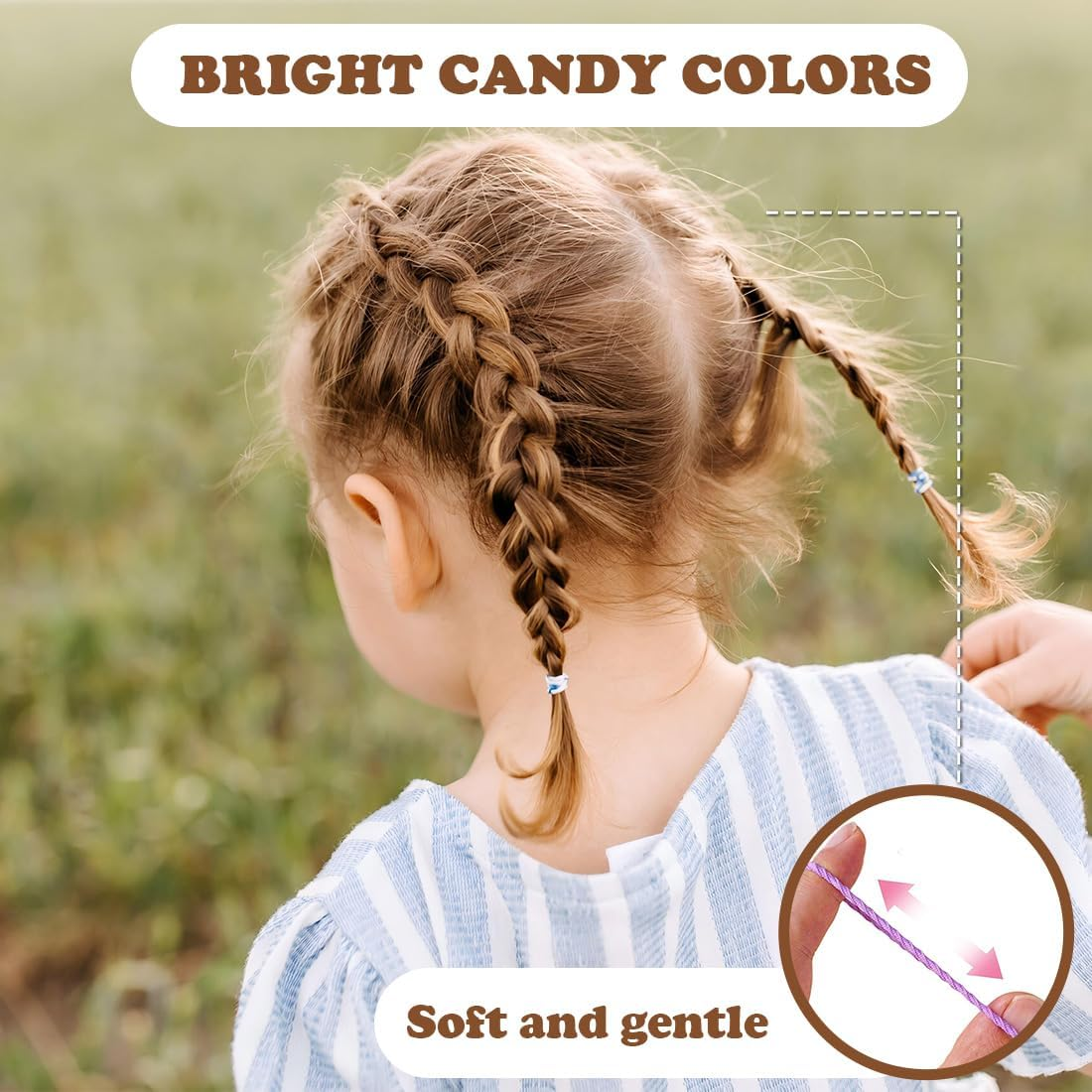 JYNVO Hair Bobbles Girls Hair Scrunchies Girls 90 Pieces Hair Bobbles Girls - Pink, Blue, Purple - Hair Accessories for Girls Everyday and Hairstyles image number 3