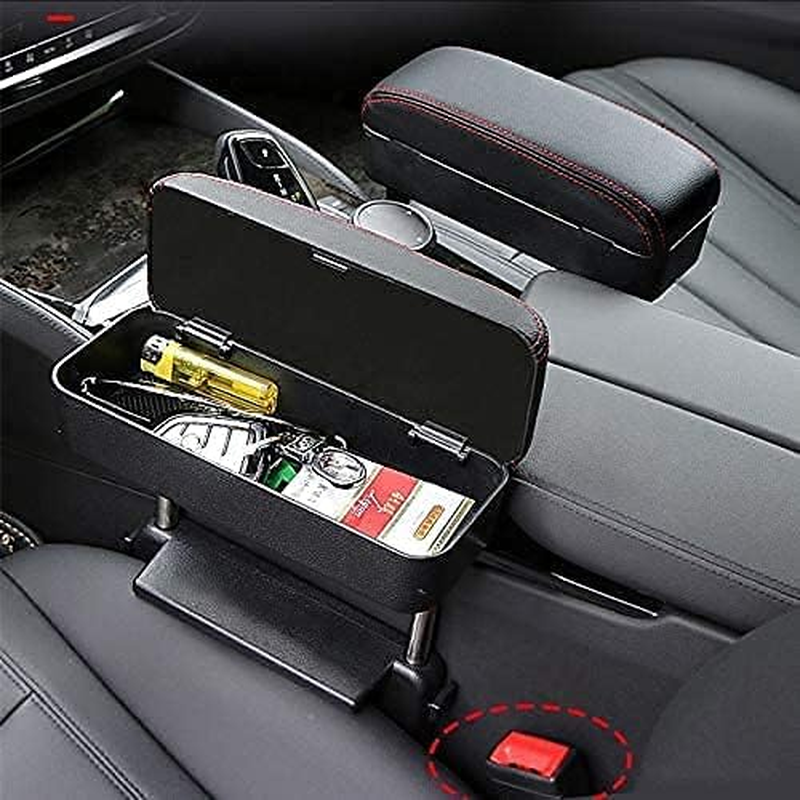 SENYAZON Car Console Armrest Box Arm Rest Height Adjustable Comfort Elbow Pad Armres Storage Organizer Box (Black Red Line) image number 6
