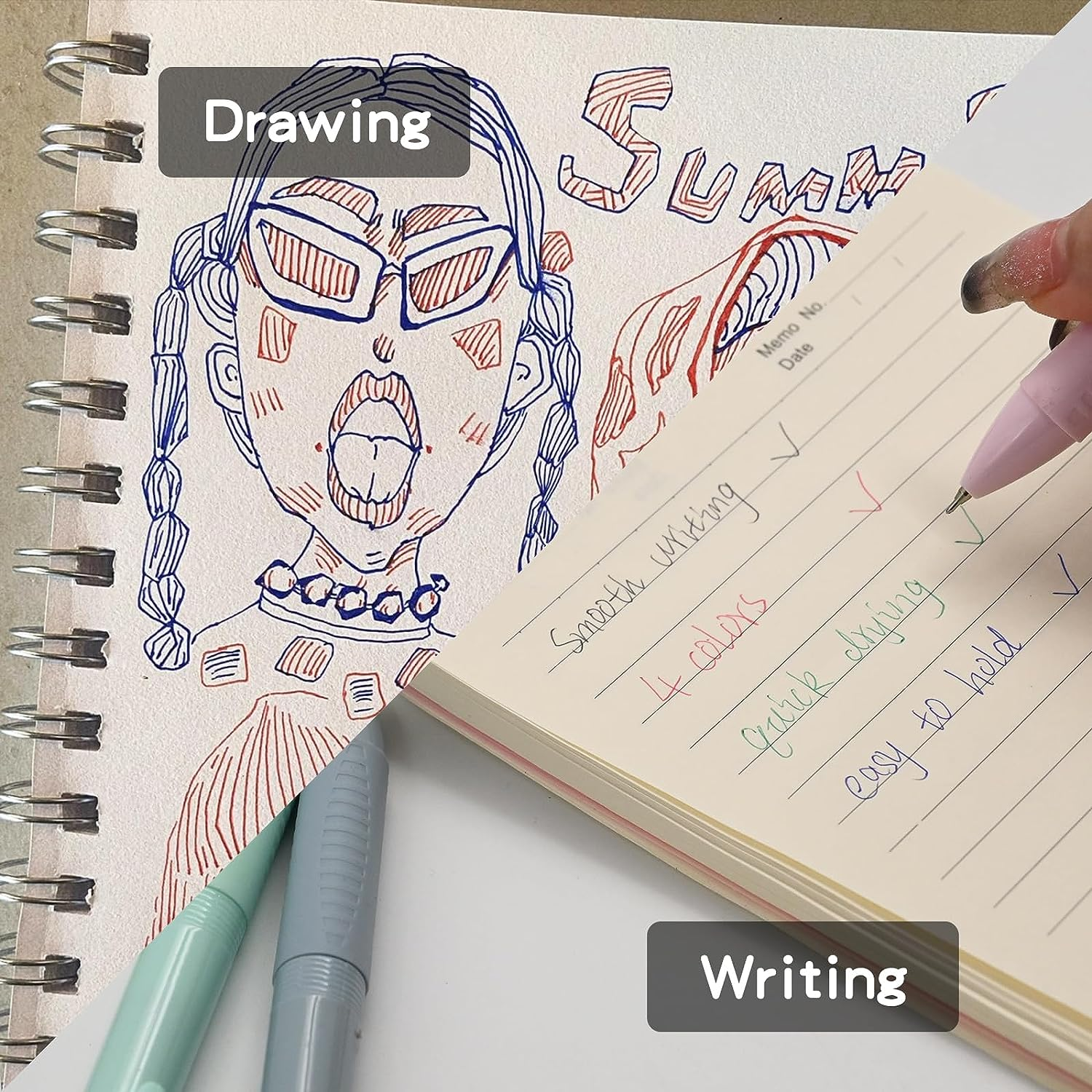 12 PCS Multicolor Ballpoint Pen Set, 4 Colour Retractable Ball Pens, 4 In-1 Pen Multi Colored, Colored Pens Medium Point for Nurse Planner Students Gifts, Pastel Gel Ink Pens Smooth Writing