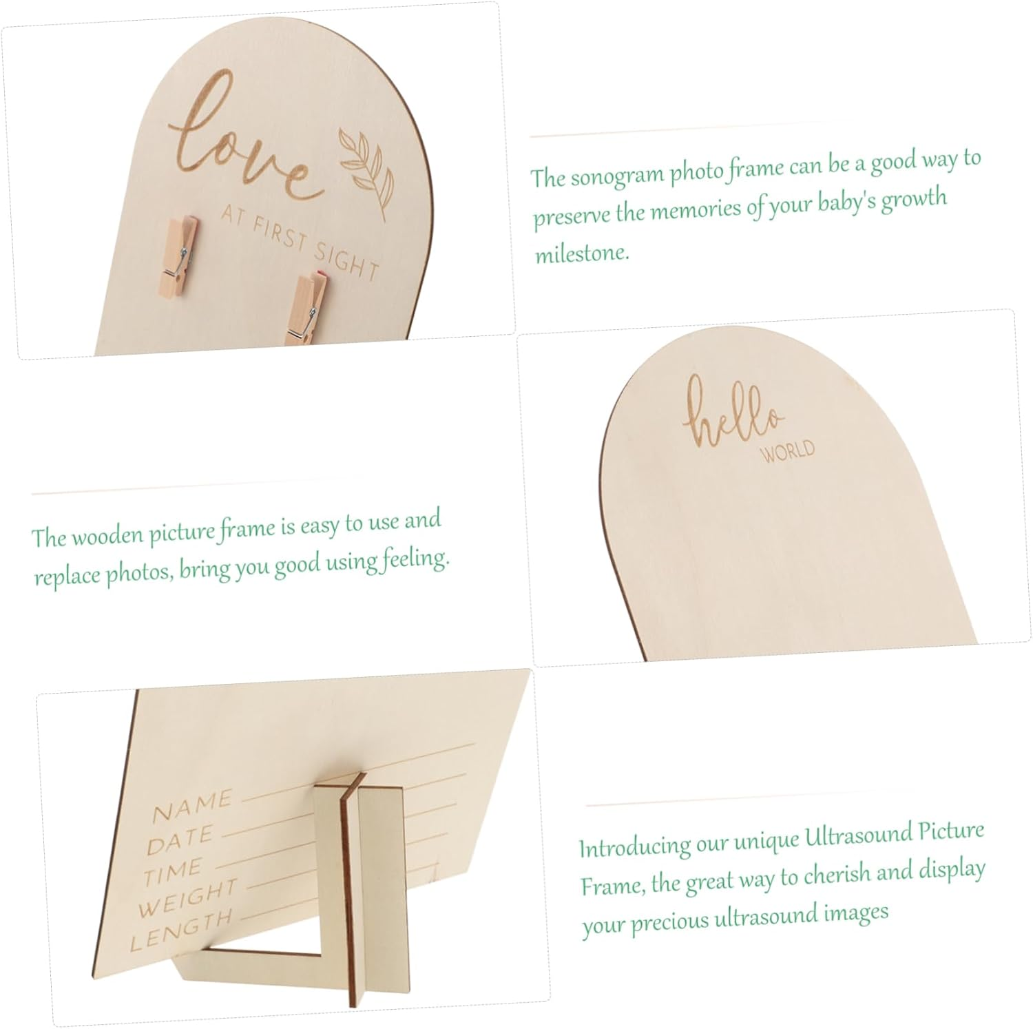 HAPINARY 1 Set Ultrasonic Photo Frame Tabletop Photo Frame Sonogram Picture Frame Ultrasounds Frame for Mom Expecting Parents Photo Frame Pregnancy Announcement Sign Wooden image number 6