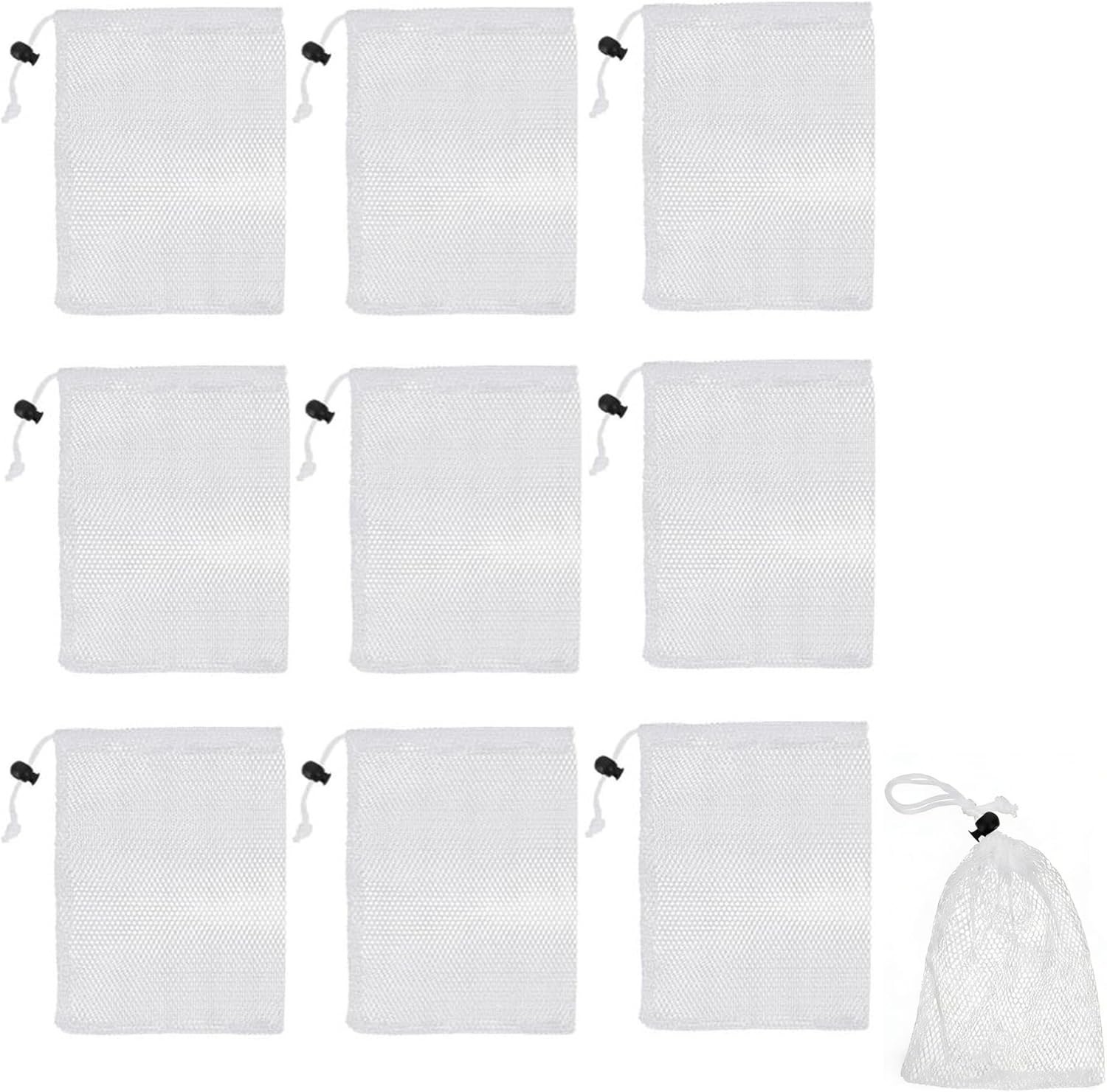 10 Pcs Mesh Drawstring Bags,Storage Mesh Bags with Cord Lock,Mesh Laundry Bag,Durable Nylon Mesh Bag Set for Travel Gym Beach Toy Ball Camping Clothes Organizing (20 X 25 Cm) image number 2