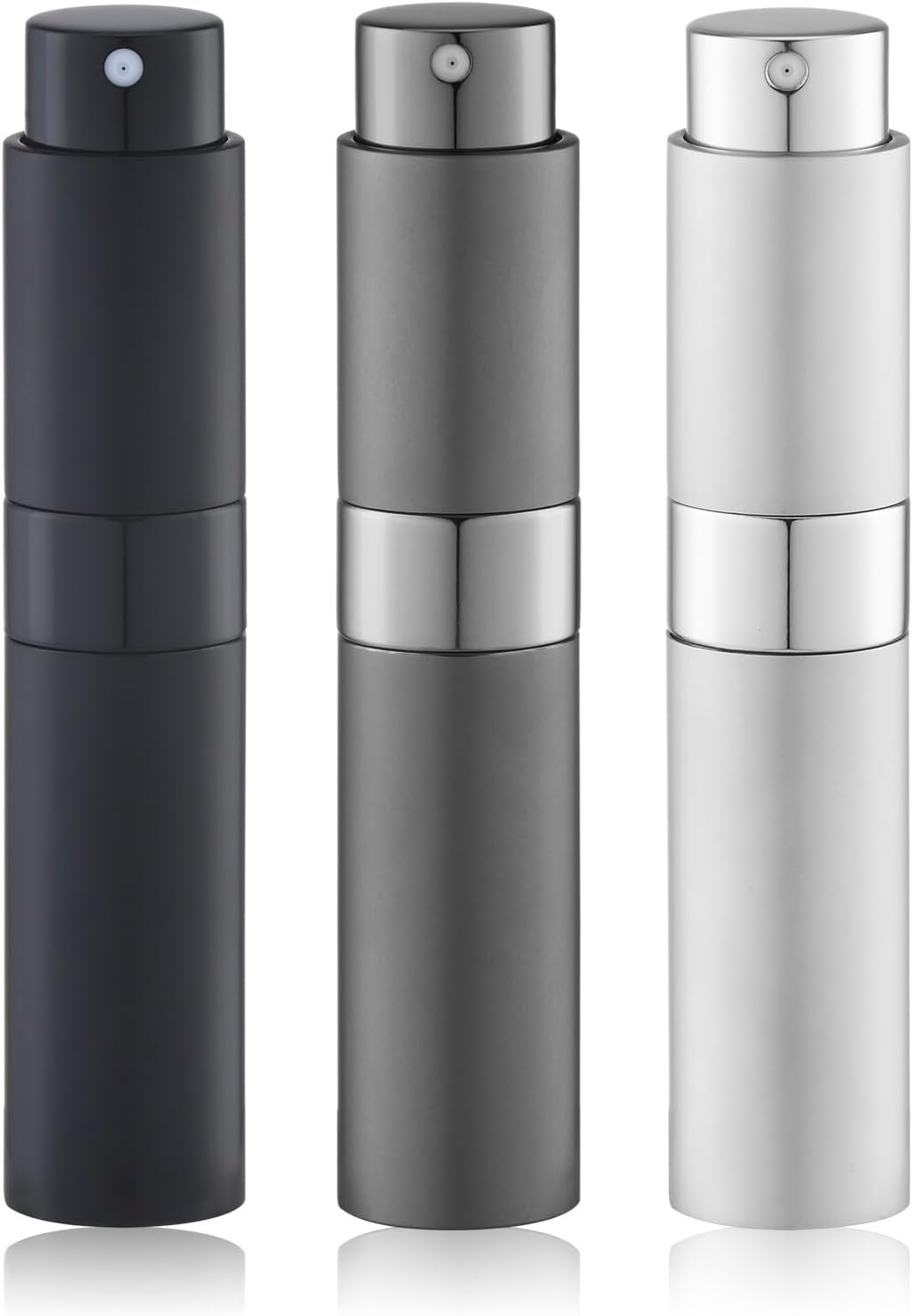 Lulupack 10 Ml Perfume Atomiser, Cologne Water Travel Spray Bottle, Refillable Portable Atomiser (3 Pieces, Black, Silver, Grey) image number 2